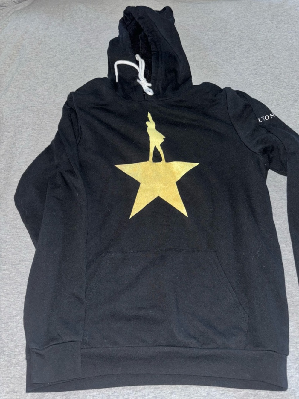 Hamilton Black Hoodie with Gold Star Graphic - Men Sweaters